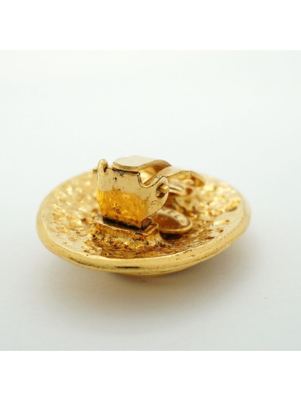 Chanel Earrings Vintage CC Logo Oval Gold Plated - Picture 6 of 9